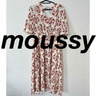 マウジー(moussy)のマウジー　花柄ワンピース　ロングカーディガン(ロングワンピース/マキシワンピース)