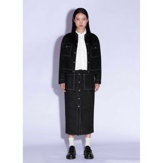 ザラ(ZARA)のZARA ザラ　コントラストトップステッチスカート　タイトスカート(ロングスカート)