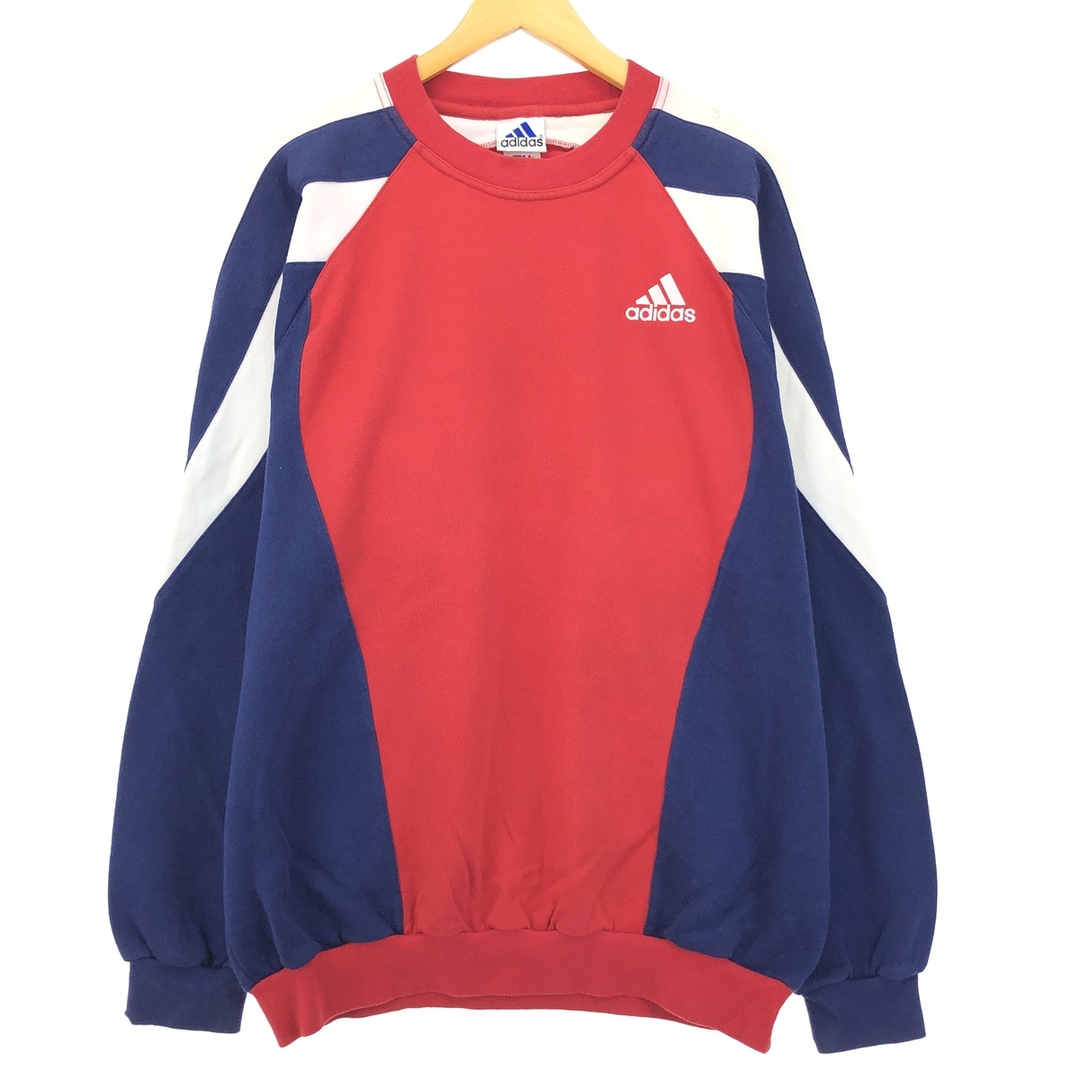 古着 90年代 アディダス adidas ワンポイントロゴスウェットシャツ トレーナー 不明 L メンズL 切替 クルーネック(丸首) 長袖 ヴィンテージ /eaa421726