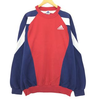 アディダス(adidas)の古着 90年代 アディダス adidas ワンポイントロゴスウェットシャツ トレーナー 不明 L メンズL 切替 クルーネック(丸首) 長袖 ヴィンテージ /eaa421726(スウェット)