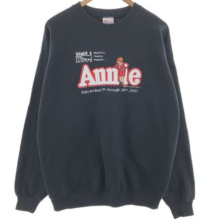 ヘインズ(Hanes)の古着 00年代 ヘインズ Hanes ONEITA Annie アニー プリントスウェットシャツ トレーナー メキシコ製 メンズXL /eaa390573(スウェット)