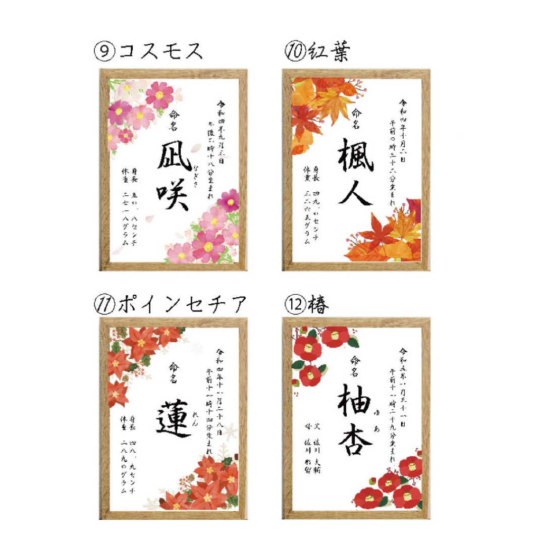 季節の花の命名書 キッズ/ベビー/マタニティのメモリアル/セレモニー用品(命名紙)の商品写真