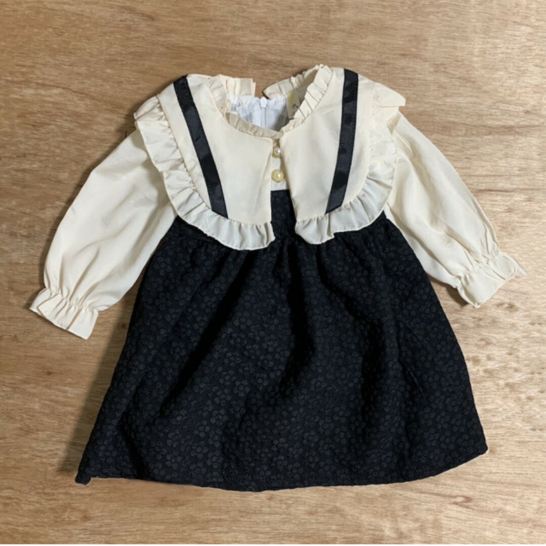 ビッグカラー Aラインワンピース 100 キッズ 女の子 フォーマル 入園 卒園 キッズ/ベビー/マタニティのキッズ服女の子用(90cm~)(ワンピース)の商品写真