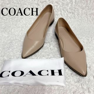 コーチ(COACH)の美品　coach コーチ　スタッズ　パンプス　ベージュ　ポインテッドトゥ　高級(ハイヒール/パンプス)