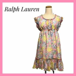 ラルフローレン(Ralph Lauren)のラルフローレン　ワンピース　きれいな花柄　サイズ16 リボン　フェミニン(ひざ丈ワンピース)