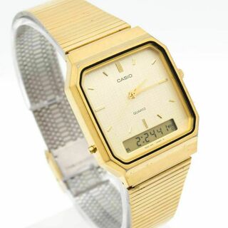 カシオ(CASIO)の《希少》CASIO 腕時計 ゴールド アナデジ ヴィンテージ メンズ j(腕時計(アナログ))
