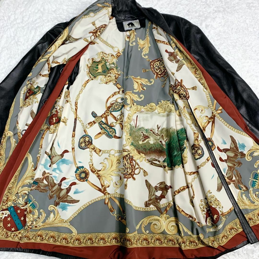 美品　vera pelle Rufus イタリア　レザージャケット　総柄　ロング