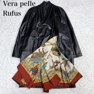 美品　vera pelle Rufus イタリア　レザージャケット　総柄　ロング(ライダースジャケット)