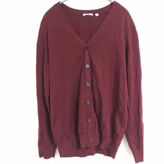 ユニクロ(UNIQLO)のUNIQLO  毛100% カーディガン　エンジ　XLサイズ(カーディガン)