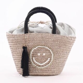 ❤【COOCO】SMILEY　ビーズハンドルxパール刺繍カゴバッグ
