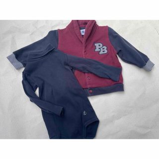 プチバトー(PETIT BATEAU)のプチバトー　スウェットブルゾンとハイネックボディセット　パーカー12m/74cm(カーディガン/ボレロ)