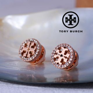 トリーバーチ(Tory Burch)の【新品☆本物】トリーバーチ パヴェロゴピアス ローズゴールド(ピアス)