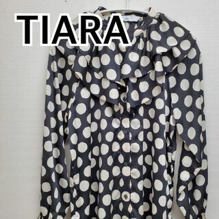 tiara - TIARA シャツ ブラウス トップス 水玉柄 白黒系 レディース【CT115】
