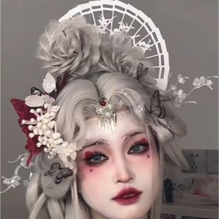 ボディライン(BODYLINE)の蘭花折扇子　白色髪飾り　樹脂3Dプリント　中華風　侘び寂び　神仙服 着物和服漢服(ヘアピン)