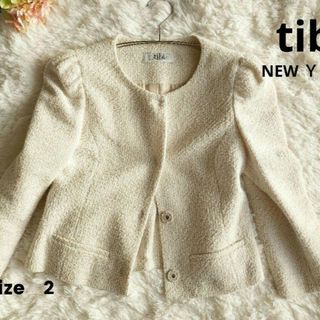 ティビ(tibi)のtibiティビ　ノーカラーツィードジャケット　卒入学式　セレモニー(ノーカラージャケット)