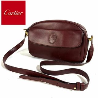 カルティエ(Cartier)の【美品】Cartier マストライン ショルダーバッグ ボルドー ゴールド金具(ショルダーバッグ)