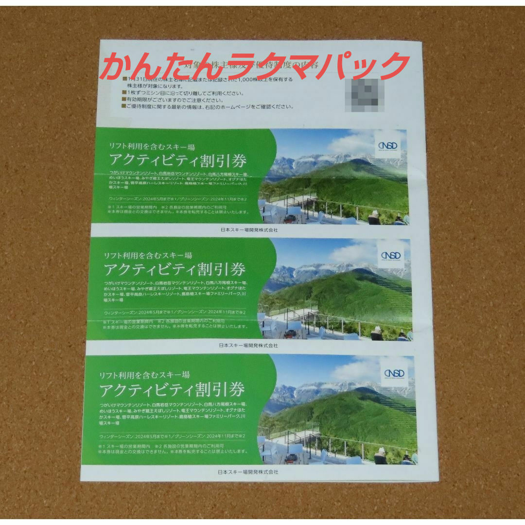 日本駐車場開発 株主優待アクティビティ割引券3枚 チケットの優待券/割引券(その他)の商品写真