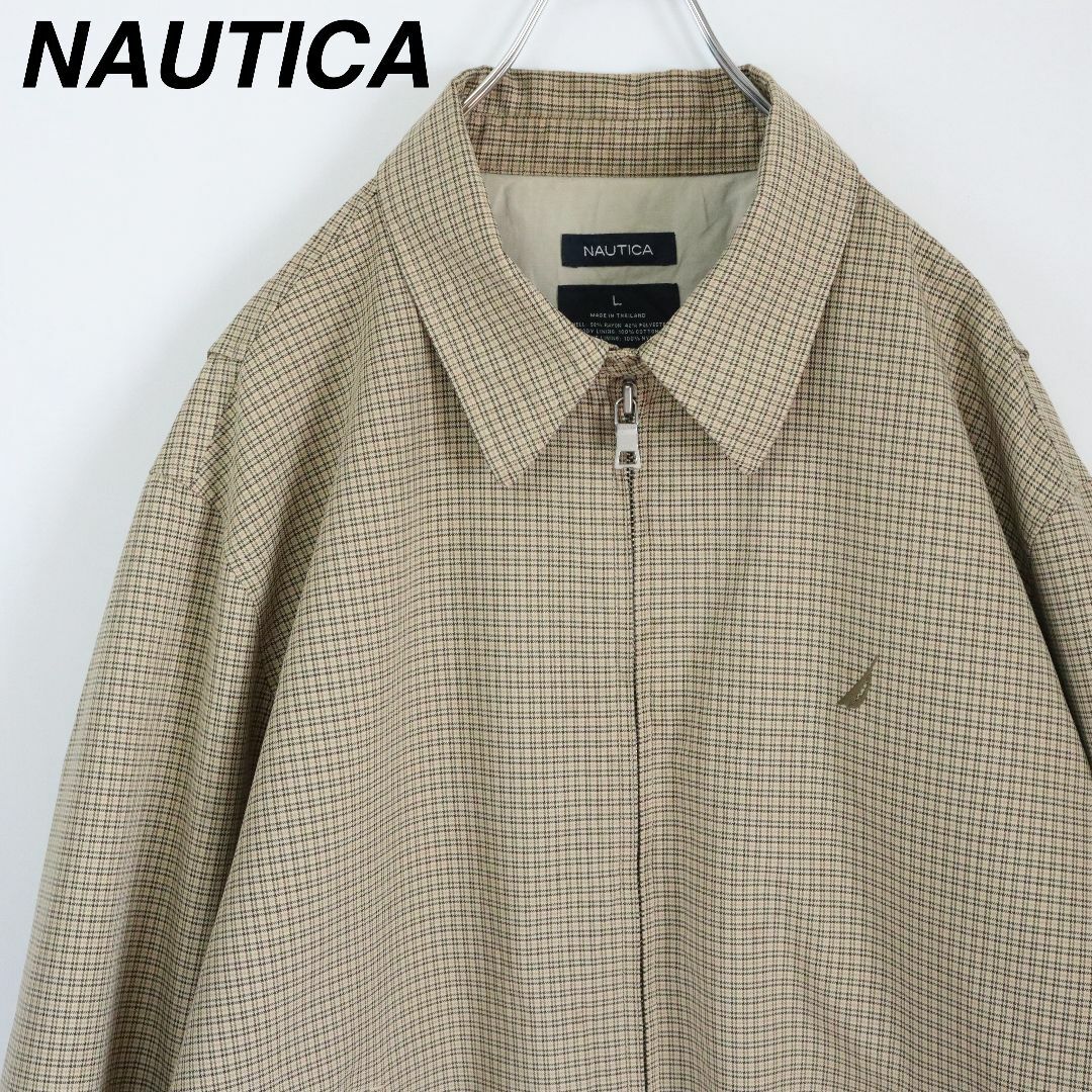 NAUTICA(ノーティカ)の【春カラー】ノーティカ／スイングトップ　刺繍ロゴ　チェック柄　ペールトーン　L メンズのジャケット/アウター(ブルゾン)の商品写真