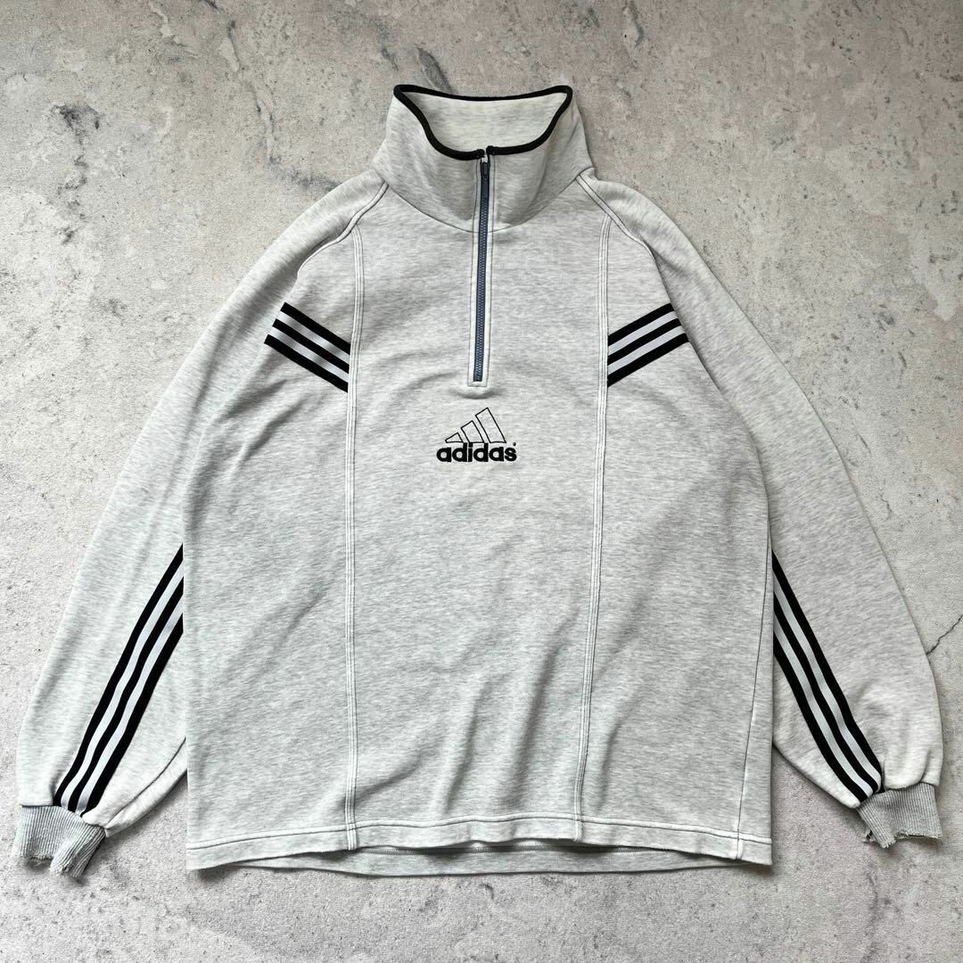 adidas(アディダス)の【80s～ アディダス】刺繍ロゴ ハーフジップ スウェット トレーナー グレー その他のその他(その他)の商品写真