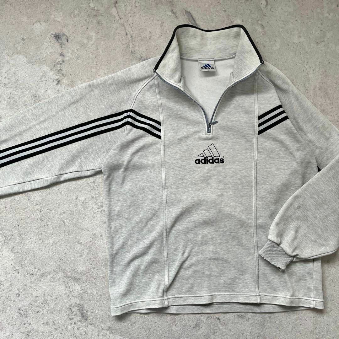 adidas(アディダス)の【80s～ アディダス】刺繍ロゴ ハーフジップ スウェット トレーナー グレー その他のその他(その他)の商品写真