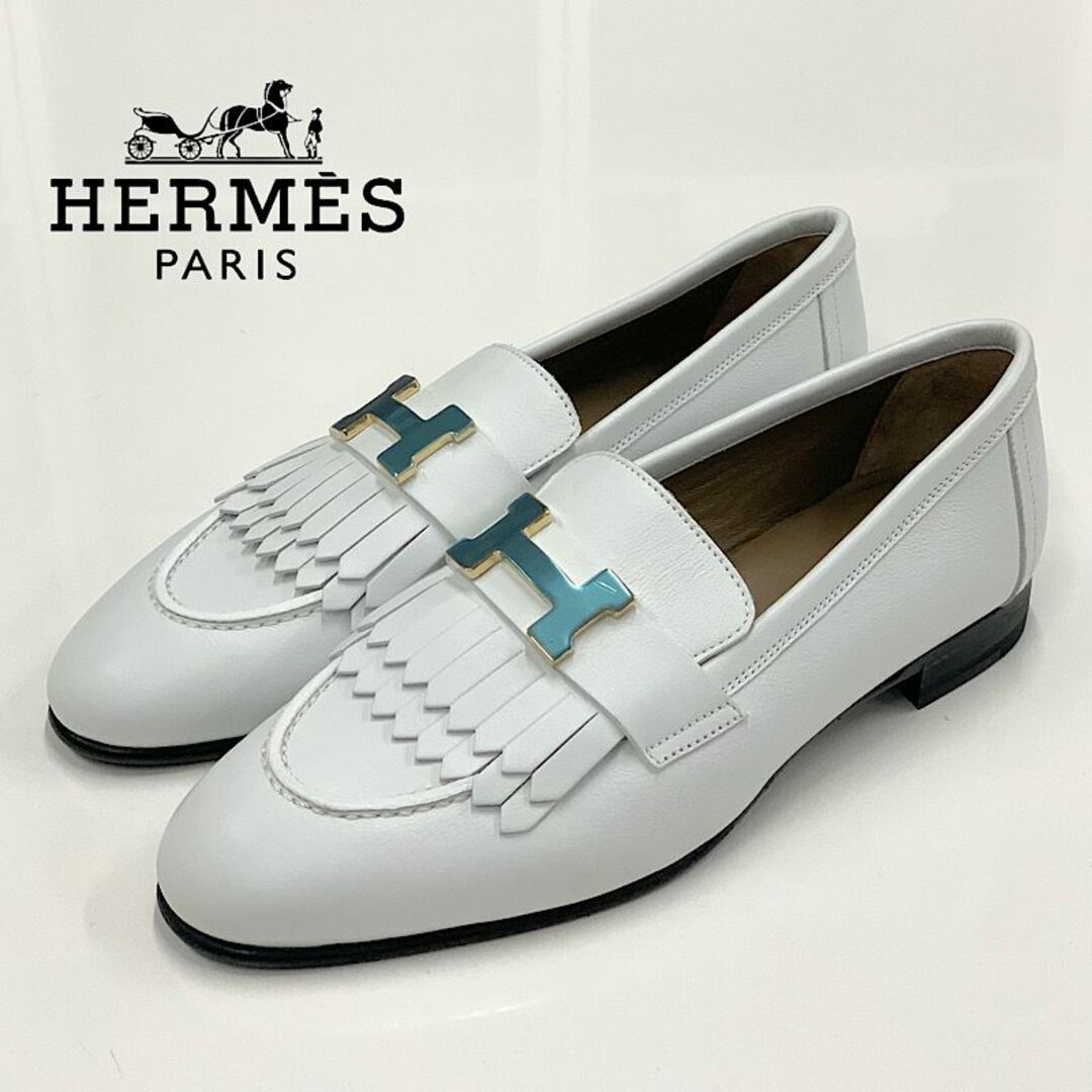 8817 未使用 エルメス ロワイヤル レザー H金具 フリンジ ローファー 8817 未使用 エルメス ロワイヤル レザー H金具 フリンジ ローファー