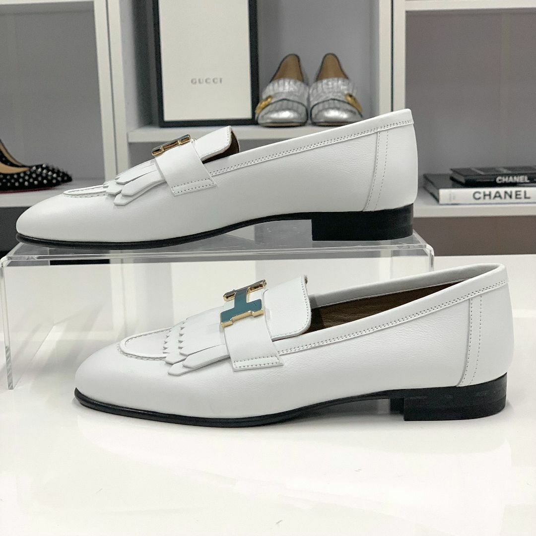 8817 未使用 エルメス ロワイヤル レザー H金具 フリンジ ローファー 8817 未使用 エルメス ロワイヤル レザー H金具 フリンジ ローファー