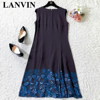 ランバンコレクション(LANVIN COLLECTION)の極美品✨ LANVIN　膝丈ワンピース　フレア　上品　花柄　38(ひざ丈ワンピース)