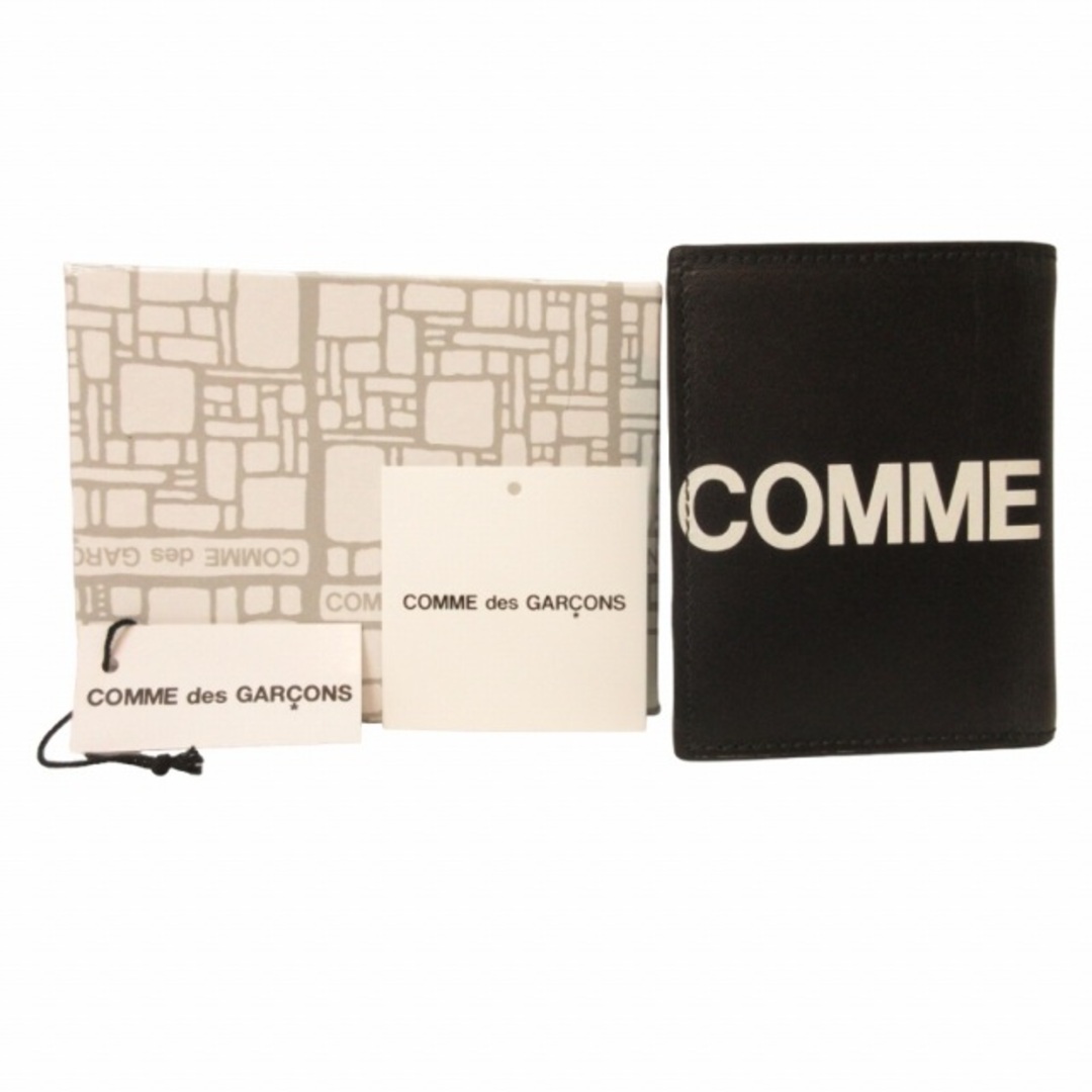 COMME des GARCONS(コムデギャルソン)のコムデギャルソン 二つ折り財布 CDG WALLET ロゴプリント レザー 黒 メンズのファッション小物(折り財布)の商品写真