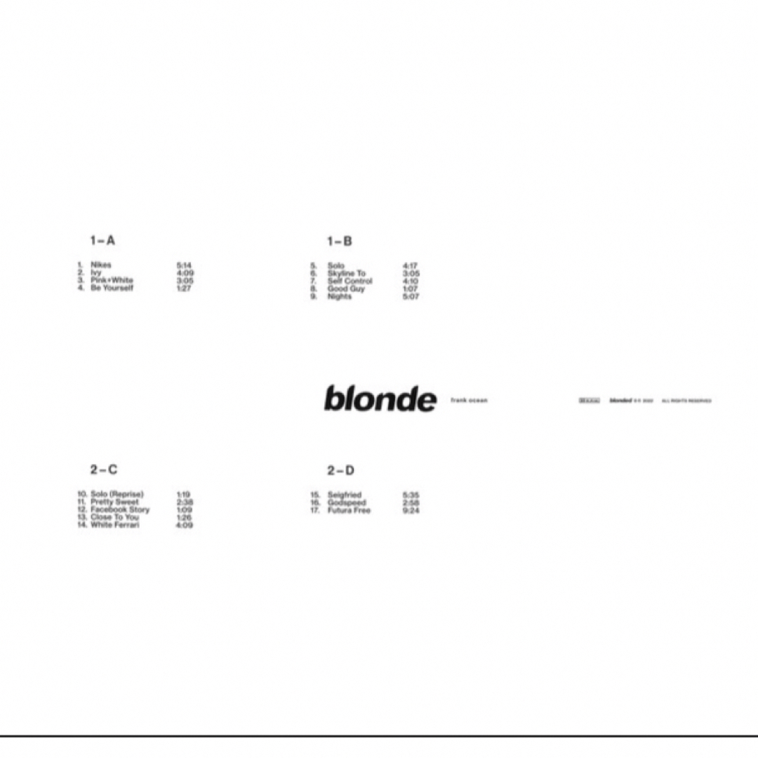 frank ocean blond blonde 2LP レコード エンタメ/ホビーのCD(R&B/ソウル)の商品写真