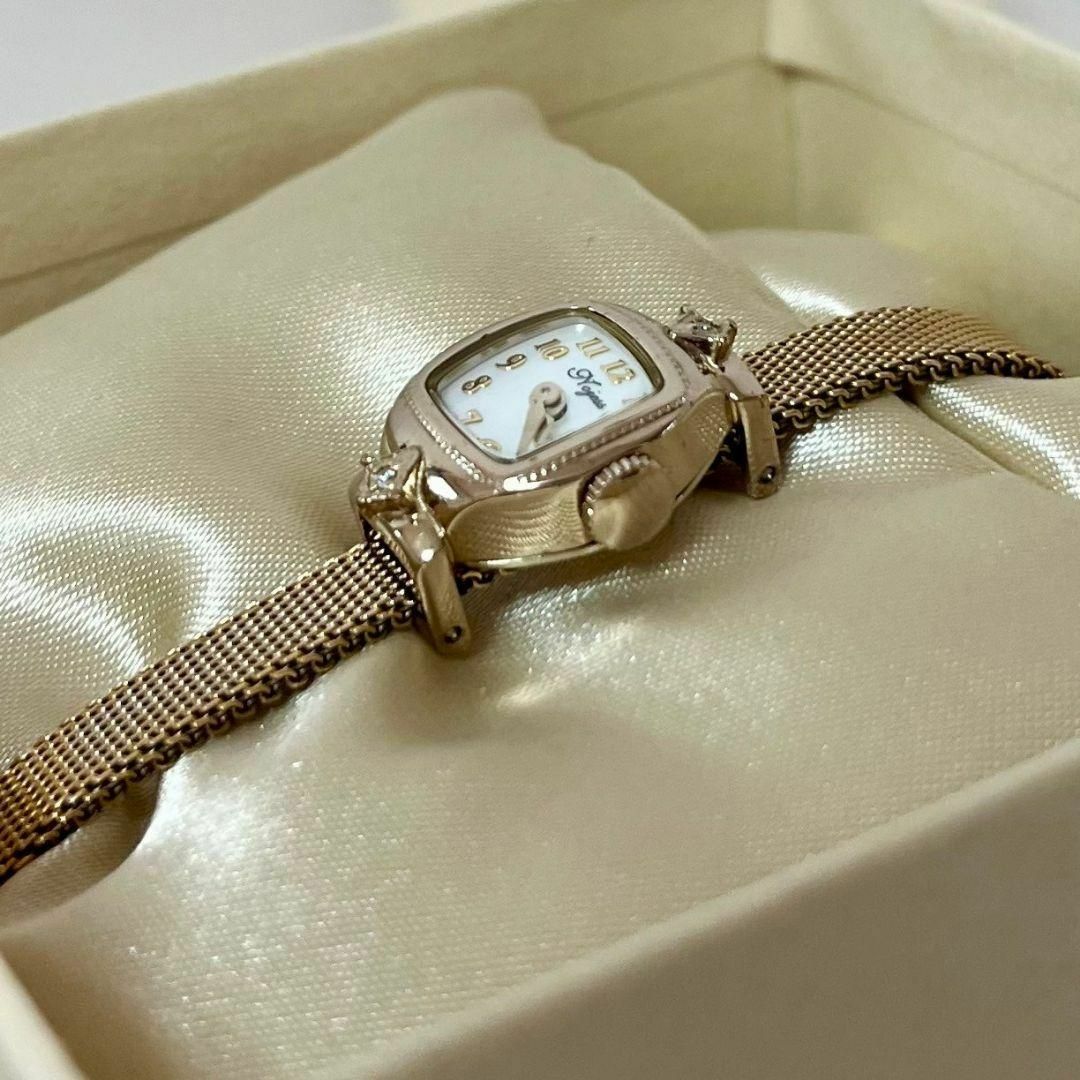 即日発送対応 極美品 NOJESS 腕時計 2Pダイヤモンド　ジュエリーウォッチ　ゴールド