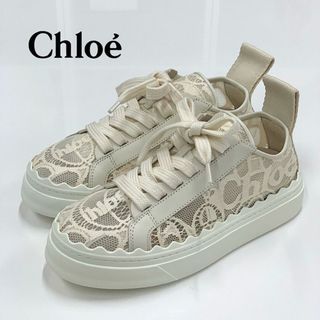 Chloe - 8954 クロエ レース ロゴ スニーカー ベージュ