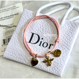 ディオール(Dior)のディオール コードブレスレット ノベルティ ピンク bee ミツバチ ハートロゴ(ブレスレット/バングル)