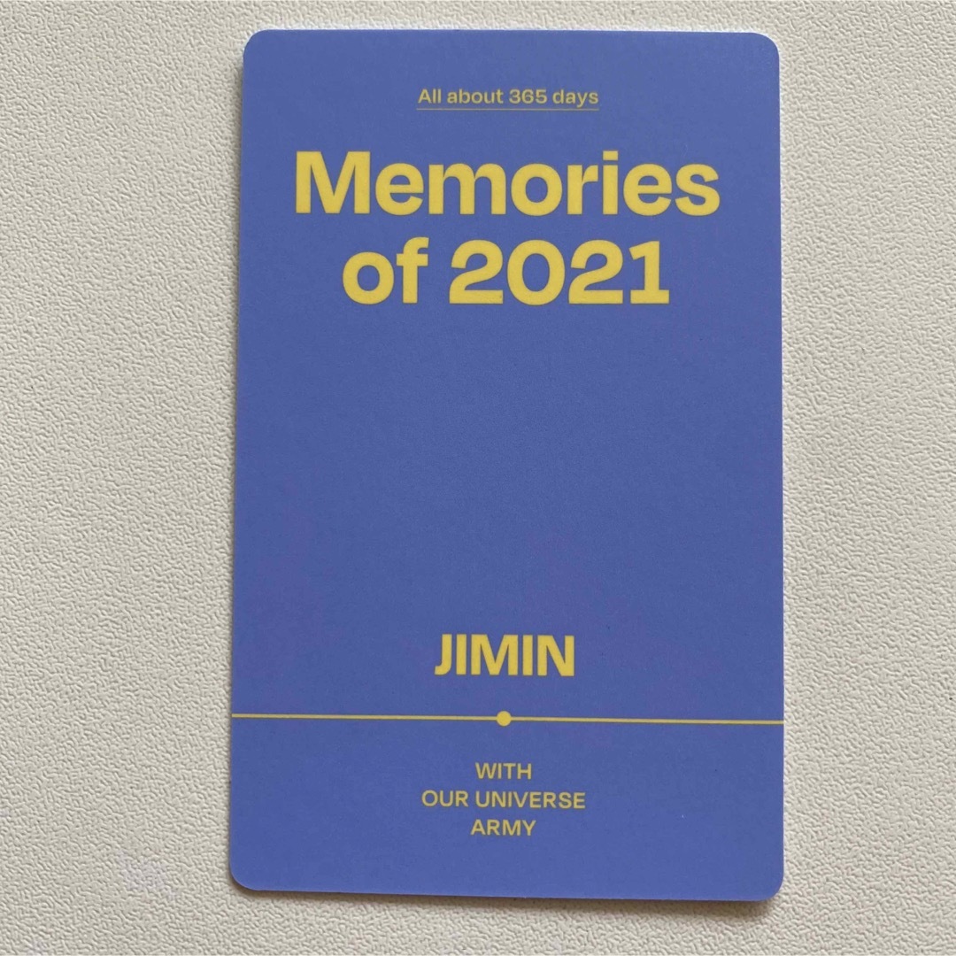 防弾少年団(BTS)(ボウダンショウネンダン)の【公式】BTS MEMORIES 2021 ジミン ランダム トレカ JIMIN エンタメ/ホビーのCD(K-POP/アジア)の商品写真