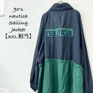 NAUTICA - 90s★春仕様★nautica/ノーティカ★セーリングジャケット★紺×緑★3XL