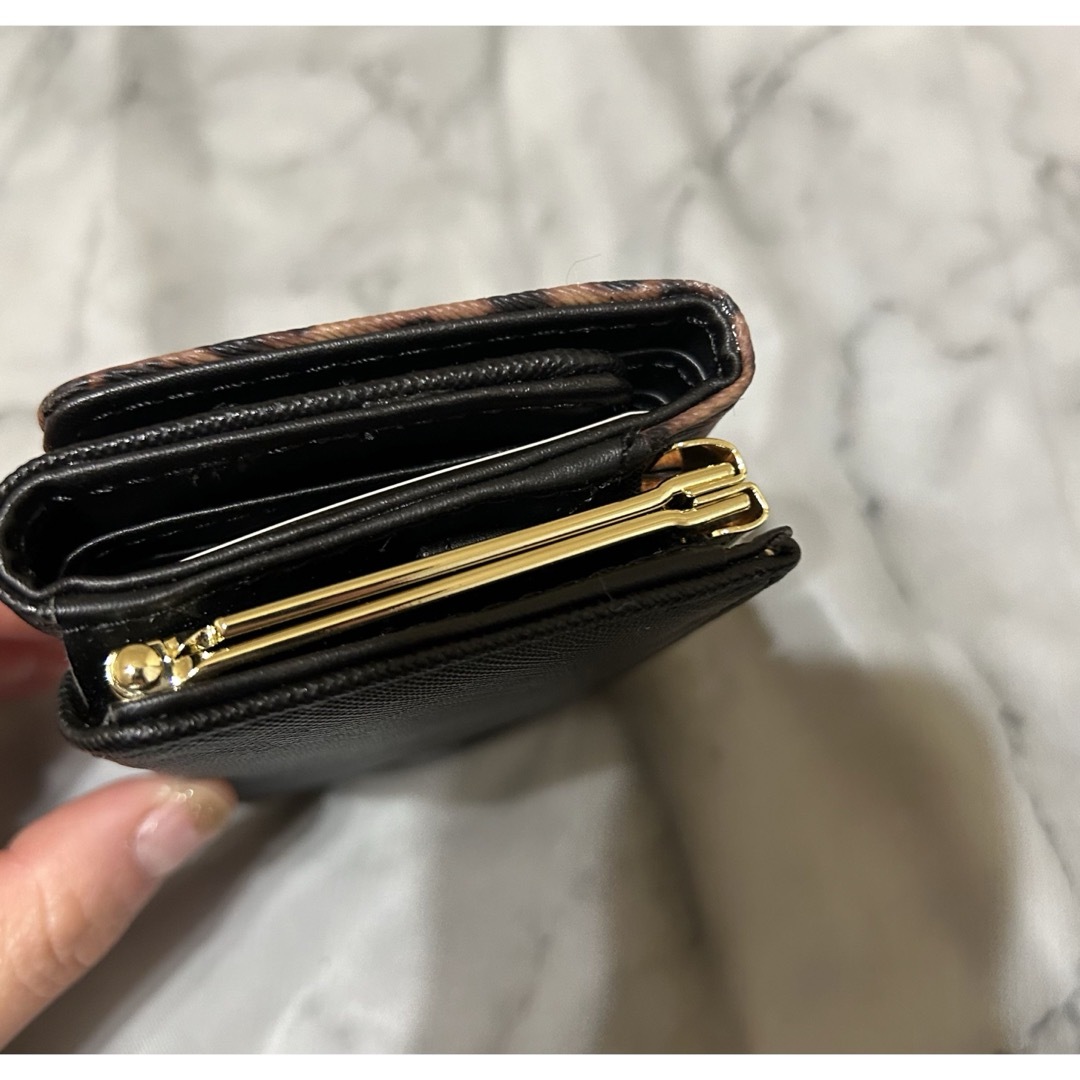 がま口折り財布 豹柄 ブラック ミニ財布 がま口 三つ折財布 フォロー割引きあり レディースのファッション小物(財布)の商品写真