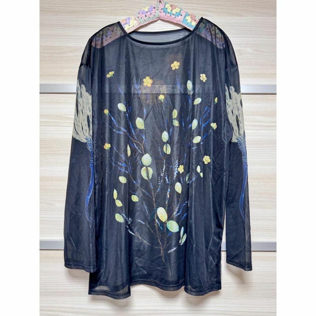 Ameri VINTAGE(アメリヴィンテージ)の新品 VINTAGE ILLUSTRATION PRINT SHEER TOP レディースのトップス(Tシャツ(長袖/七分))の商品写真