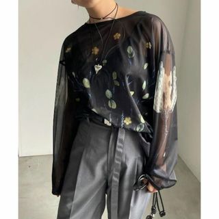 アメリヴィンテージ(Ameri VINTAGE)の新品 VINTAGE ILLUSTRATION PRINT SHEER TOP(Tシャツ(長袖/七分))