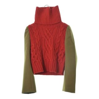 サカイ(sacai)のsacai サカイ ニット・セーター 2(M位) 赤xベージュ 【古着】【中古】(ニット/セーター)