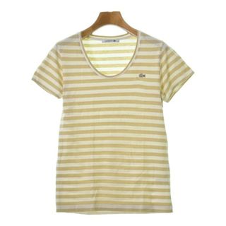 ラコステ(LACOSTE)のLACOSTE Tシャツ・カットソー 36(XS位) 白xベージュ(ボーダー) 【古着】【中古】(カットソー(半袖/袖なし))