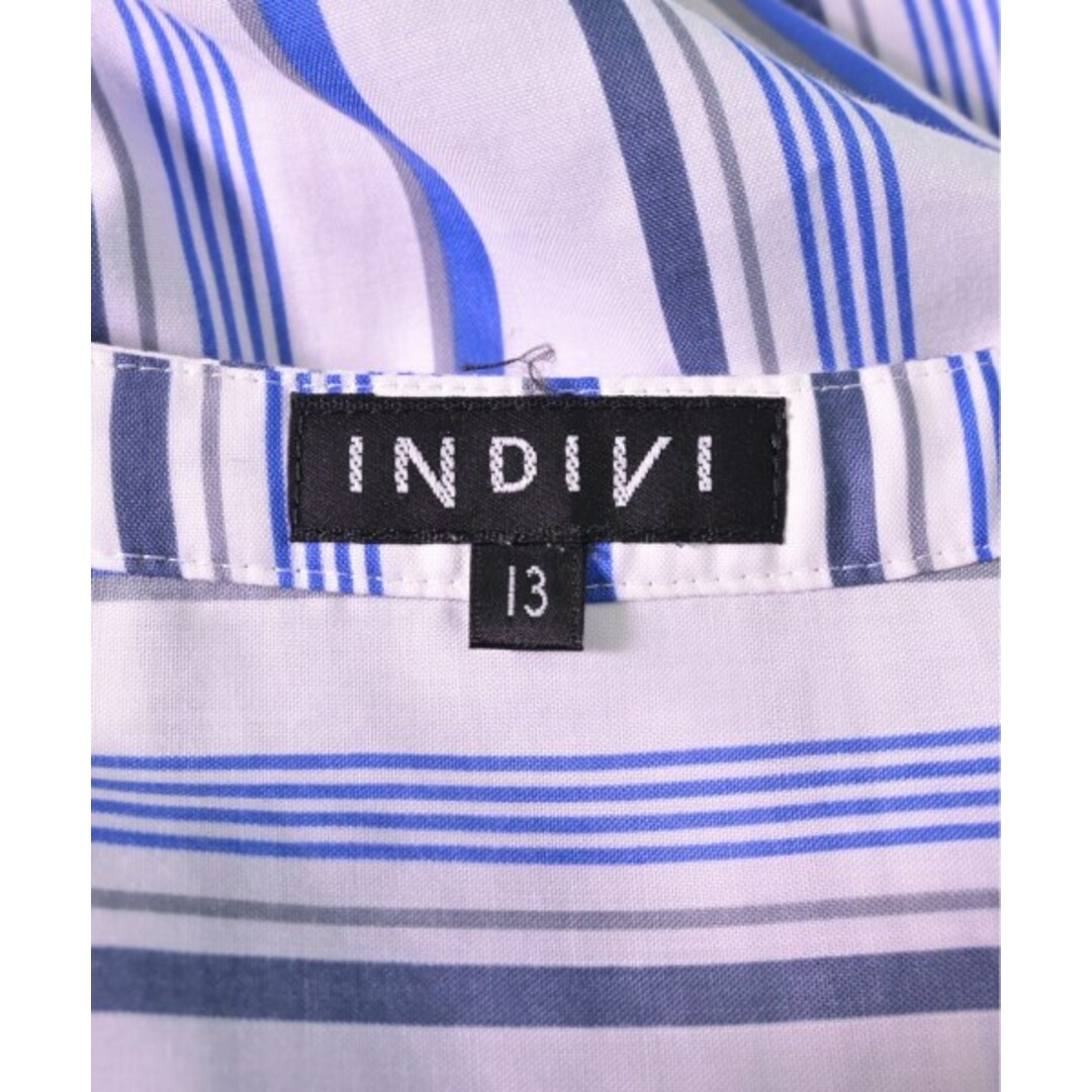 INDIVI(インディヴィ)のINDIVI インディヴィ ブラウス 13(XL位) 白x青x紺系(ストライプ) 【古着】【中古】 レディースのトップス(シャツ/ブラウス(長袖/七分))の商品写真