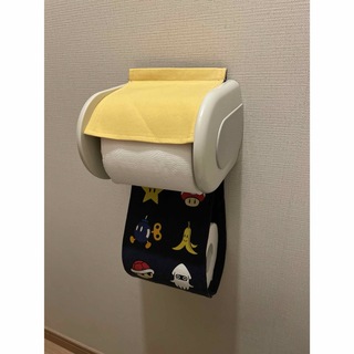 トイレロール カバー 黄色×ゲーム トイレットペーパー ホルダー ケース(トイレ収納)