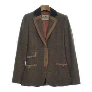 エトロ(ETRO)のETRO エトロ テーラードジャケット 40(M位) ベージュx赤(チェック) 【古着】【中古】(テーラードジャケット)