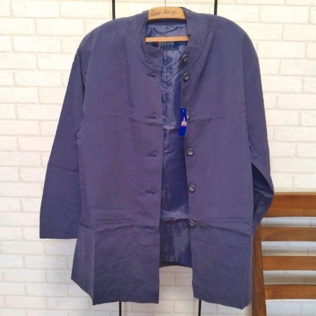 【新品】Jasmi SILK ヴィンテージ シルク100ジャケット F ネイビー レディースのジャケット/アウター(テーラードジャケット)の商品写真