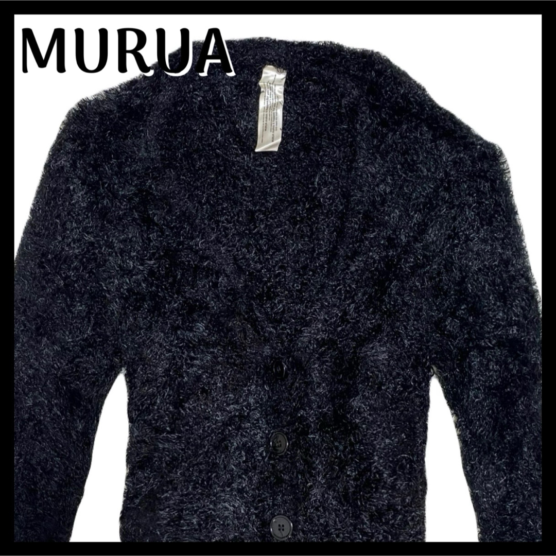 MURUA(ムルーア)のMURUA モフモフ ロングコート ガウン カーディガン Black レディースのジャケット/アウター(ロングコート)の商品写真