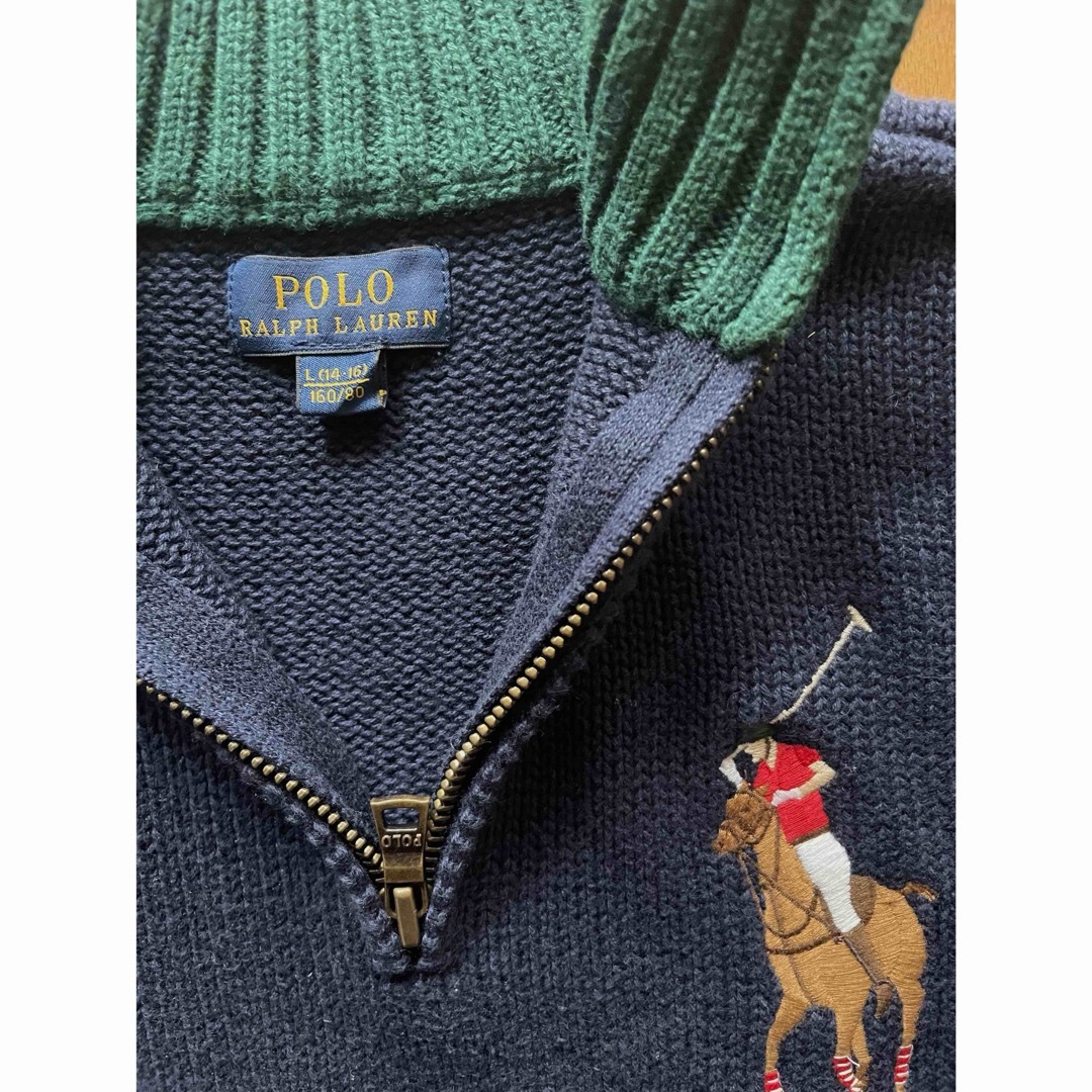 POLO RALPH LAUREN(ポロラルフローレン)のPOLO RALPH LAUREN  コットン セーター ハーフジップ ネイビー キッズ/ベビー/マタニティのキッズ服女の子用(90cm~)(ニット)の商品写真