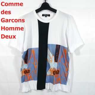 コムデギャルソンオムドゥ(COMME des GARCONS HOMME DEUX)の【良品】コムデギャルソンオムドゥ　抽象画黒ラインＴシャツ(Tシャツ/カットソー(半袖/袖なし))