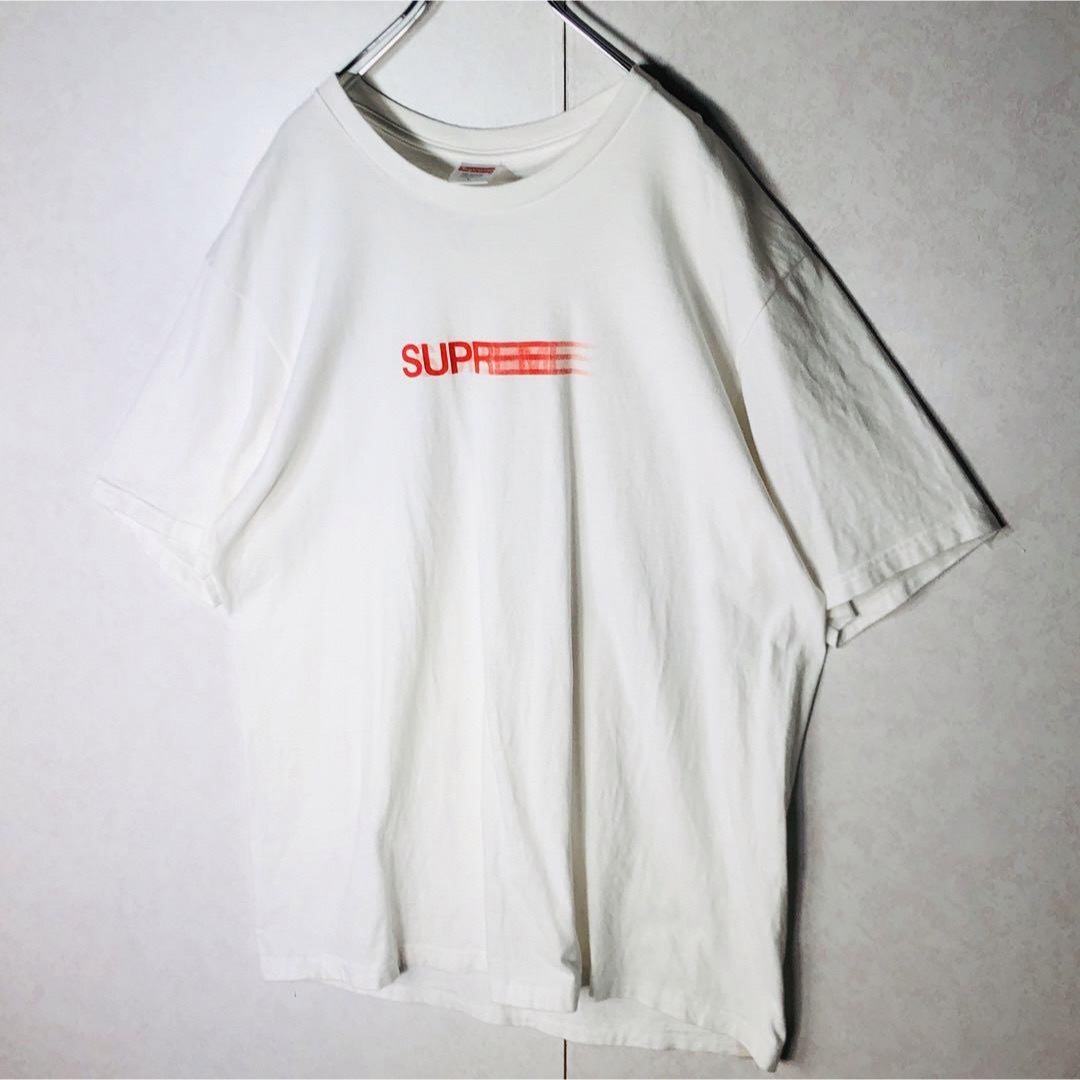 2022激安通販 【超人気デザイン】 シュプリーム モーションロゴ センターロゴ Tシャツ 白 L