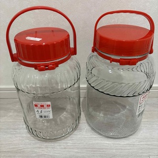 梅酒瓶　漬け物瓶　ガラス瓶　瓶詰め用長期保存用瓶　4ℓ 2個セット(容器)