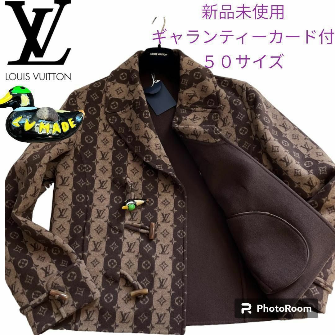 LOUIS VUITTON(ルイヴィトン)の新品 ヴィトン ニゴ モノグラム トランクストライプクロップド ピーコート　50 メンズのジャケット/アウター(ピーコート)の商品写真