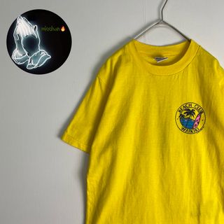 【半袖Ｔシャツ　バックプリント　USA製　黄色　古着】(Tシャツ/カットソー(半袖/袖なし))